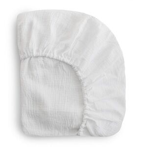 Mushie Extra Soft Muslin Crib Fitted Sheet - white